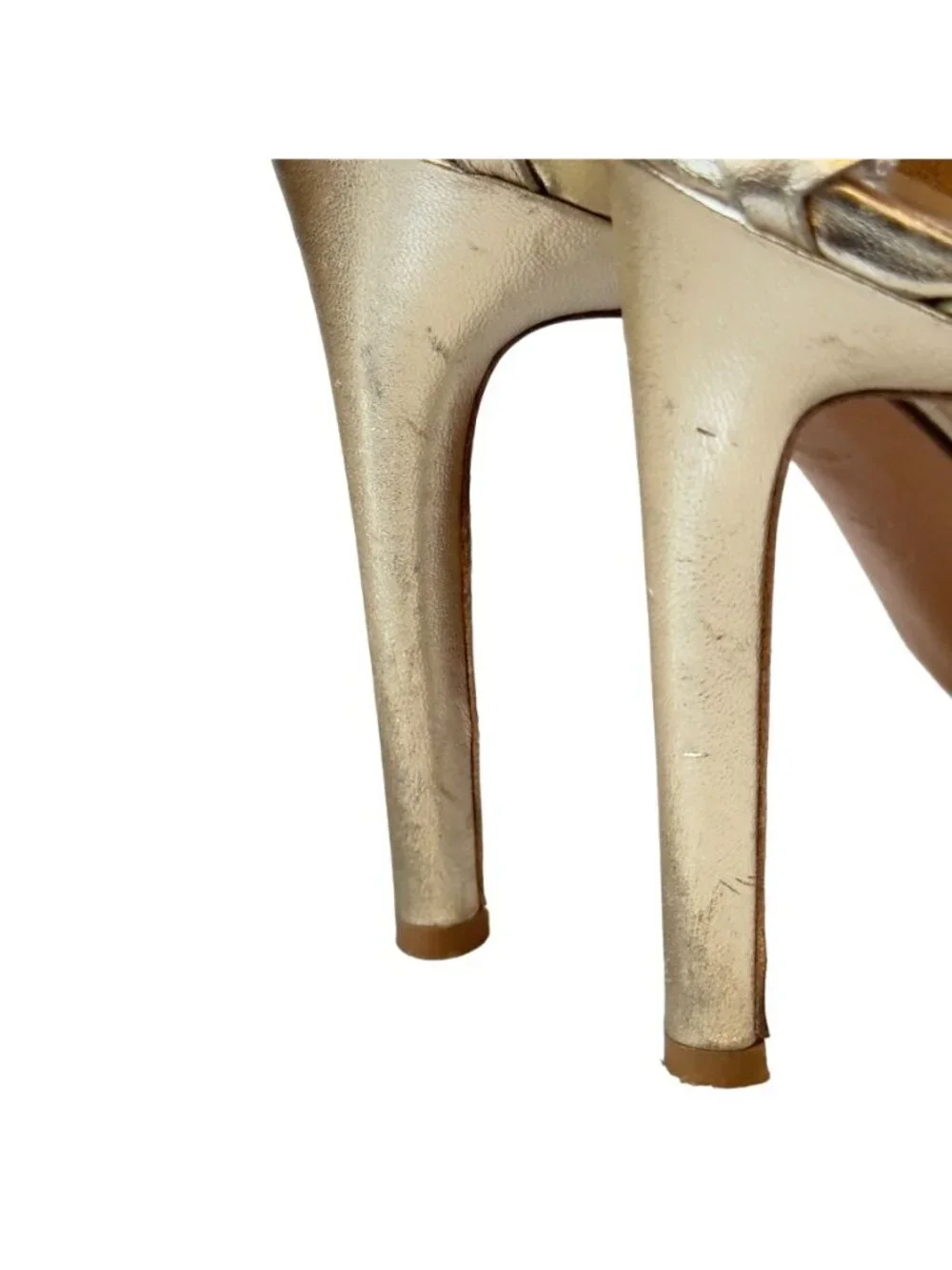 VIA SPIGA Women's Shoes Gold Leather Heels Stilettos Size 9.5M Eu 41